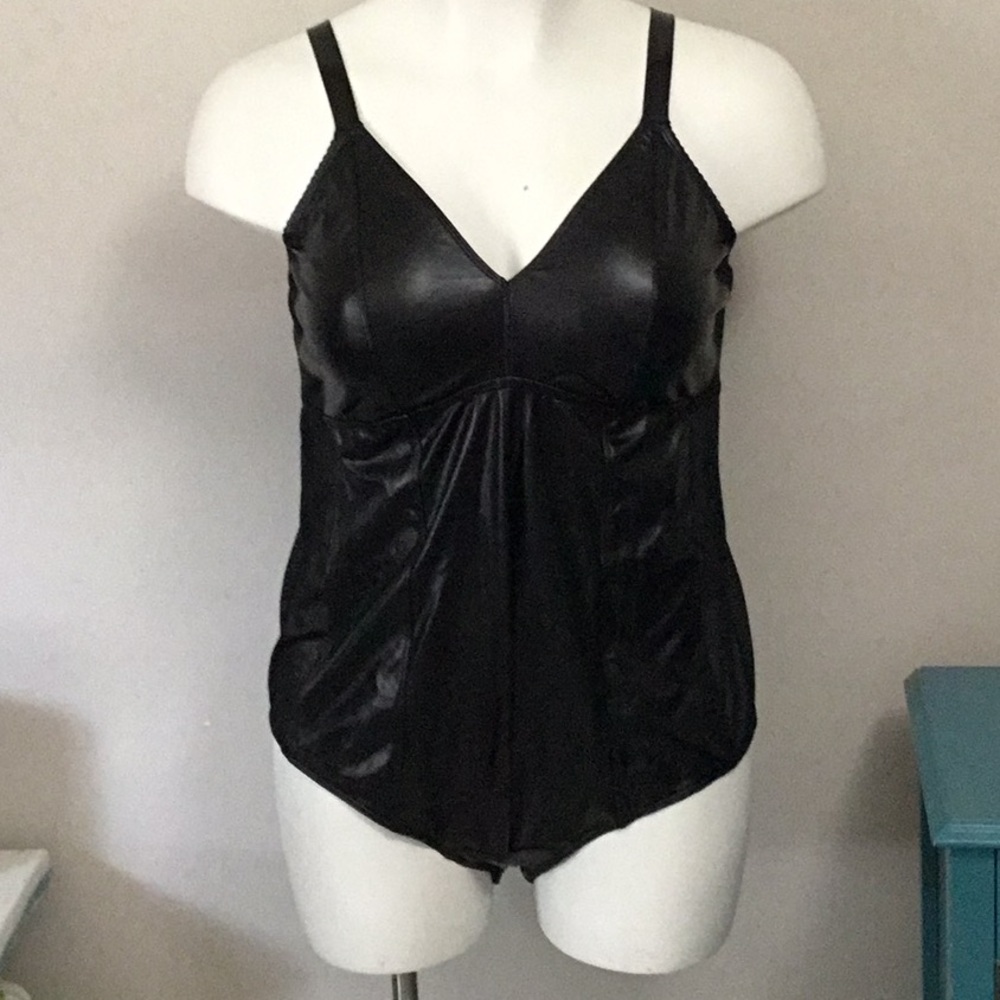 Black Faux Leather Bodysuit